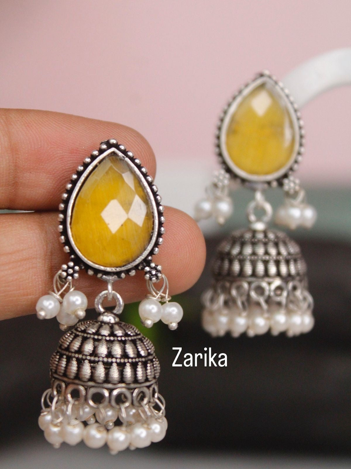 Monalisa Stone Jhumki Earrings